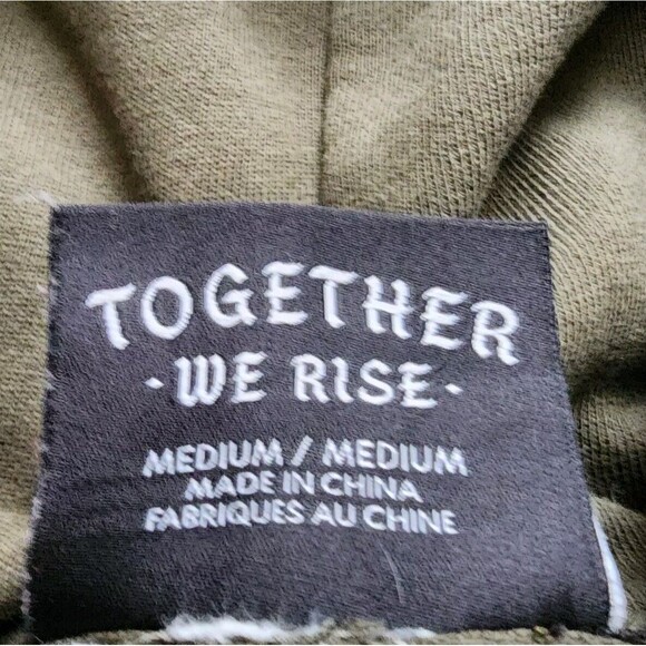 Sullen Art Hoodie Mens M Army Green Pullover Skulls Tattoo Sweatshirt Buckle - Picture 10 of 10